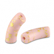 Acryl kralen tube matt Light pink-gold