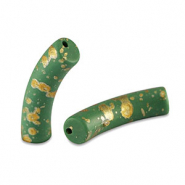 Acryl kralen tube matt Dark green-gold