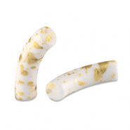 Acryl kralen tube matt White-gold