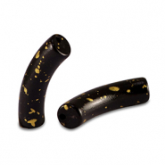 Acryl kralen tube shiny Black-gold