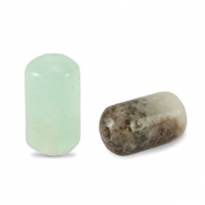 Natuursteen kralen chalcedoon (kwarts) tubes Multicolour turquoise