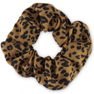 Scrunchies haarelastiek leopard print Tan brown-black