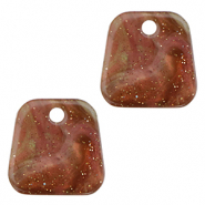 Resin hangers trapezium glitter Multicolor brown