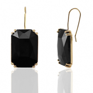 Oorbellen / oorstekers van Crystal Glass rechthoek Black-gold