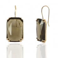 Oorbellen / oorstekers van Crystal Glass rechthoek Brown-gold