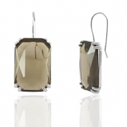 Oorbellen / oorstekers van Crystal Glass rechthoek Brown-silver