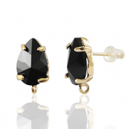 Oorbellen / oorstekers van Crystal Glass met oogje druppel Black-gold