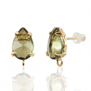 Oorbellen / oorstekers van Crystal Glass met oogje druppel Brown-gold