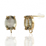 Oorbellen / oorstekers van Crystal Glass met oogje ovaal Brown-gold