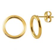 Roestvrij stalen (RVS) Stainless steel onderdelen oorbellen / oorstekers 14mm Gold