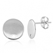 Roestvrij stalen (RVS) Stainless steel onderdelen oorbellen / oorstekers met oogje 10mm Silver