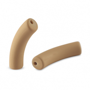 Acryl tube kralen matt Camel brown