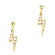 Roestvrij stalen (RVS) Stainless steel bedels bliksem Gold