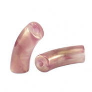 Acryl tube kralen shiny Golden vintage pink