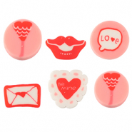 Polymeer kralen love Pink-white red