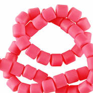 Polymeer kralen 6mm Neon pink