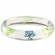 Trendy armbanden met gedroogde bloemetjes Green blue