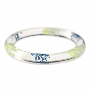 Trendy armbanden met gedroogde bloemetjes Green blue