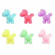 Acryl look kralen paard Multicolour pastel