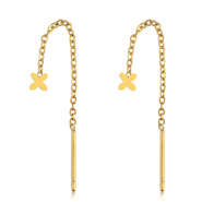 Roestvrij stalen (RVS) Stainless steel oorbellen bloem Gold