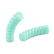 Acryl tube kralen twisted Soft turquoise blue