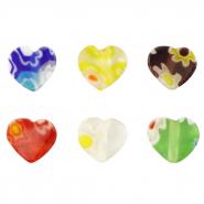 Millefiori kralen hart bloem Multicolour