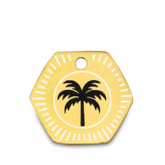 Roestvrij stalen (RVS) Stainless steel bedels palmboom Goud