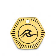 Roestvrij stalen (RVS) Stainless steel bedels golf Goud