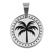 Roestvrij stalen (RVS) Stainless steel bedels palmboom Zilver
