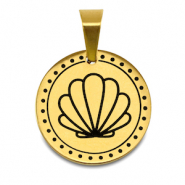 Roestvrij stalen (RVS) Stainless steel bedels schelp Goud