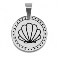 Roestvrij stalen (RVS) Stainless steel bedels schelp Zilver