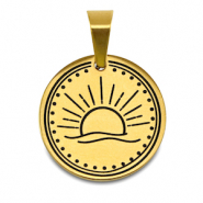 Roestvrij stalen (RVS) Stainless steel bedels zon Goud