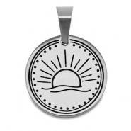 Roestvrij stalen (RVS) Stainless steel bedels zon Zilver