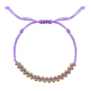 Trendy armbanden stainless steel beads Lilac-gold