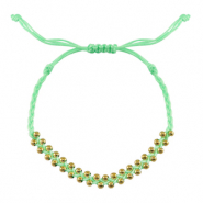 Trendy armbanden stainless steel beads Mint green-gold