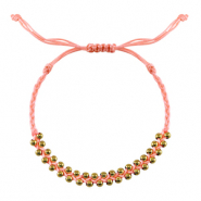 Trendy armbanden stainless steel beads Peach pink-gold