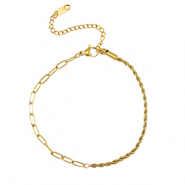 Roestvrij stalen (RVS) Stainless steel armbanden twisted & straight Gold