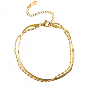 Roestvrij stalen (RVS) Stainless steel armbanden duo layer Gold