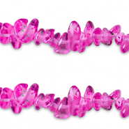 Glaskralen chipstone Transparent neon pink