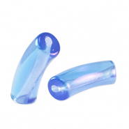 Acryl tube kralen Carolina blue-AB coating