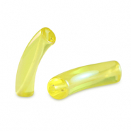 Acryl tube kralen Freesia yellow-AB coating