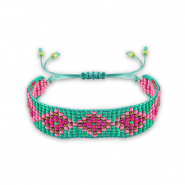 Trendy armbanden Turquoise green-pink