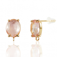 Oorbellen / oorstekers van Crystal Glass met oogje ovaal Peach-gold