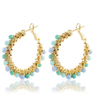 Roestvrij stalen (RVS) Stainless steel oorbellen facet Blue-gold