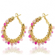 Roestvrij stalen (RVS) Stainless steel oorbellen facet Light pink-gold