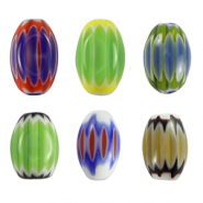 Millefiori kralen tube Multicolour blue-green