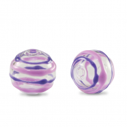 Handgeschilderde glaskralen 14mm Transparent-lilac purple
