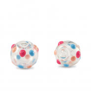 Handgeschilderde glaskralen 8mm Transparent-red blue