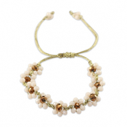 Top facet armband bloem Lotus pink-topaz brown