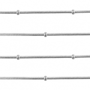 Roestvrij stalen (RVS) Stainless steel onderdelen jasseron snake chain met balletjes Silver